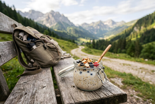 Kompaktes Fr&uuml;hst&uuml;ck bei einer Wanderpause