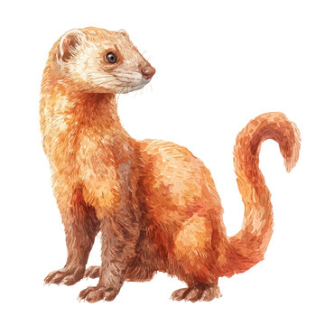 Mongoose watercolor artwork, high-quality professional vector illustration isolated on a white background.