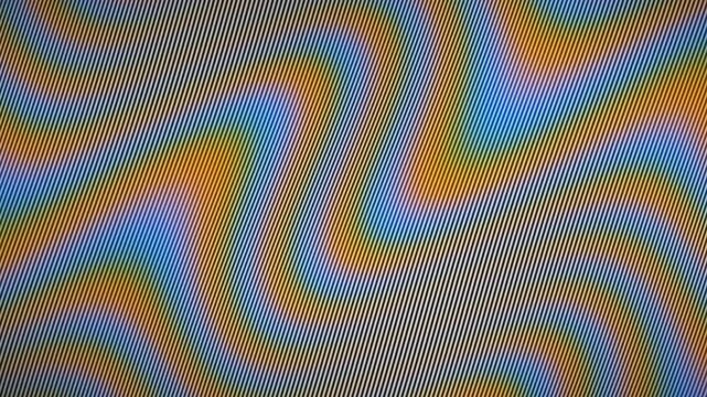 Chroma Bleed Rainbow Moire Crawling Over Fine Stripes Analog Color Fringe Background Seamless Loop in rich amber tones