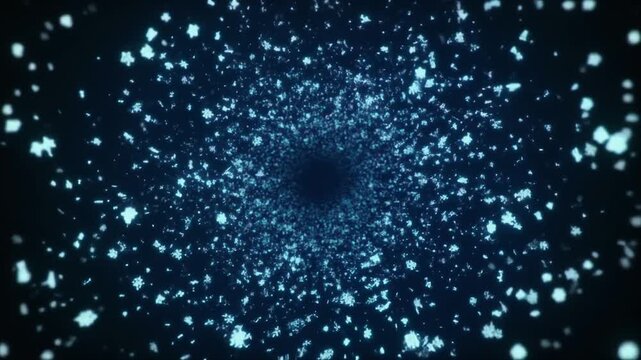 Blue snow particles falling loop motion background