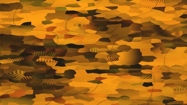 Crossed Polarized Light Mineral Grain Mosaic With Sweeping Extinction Bands Seamless Loop in calm amber tones