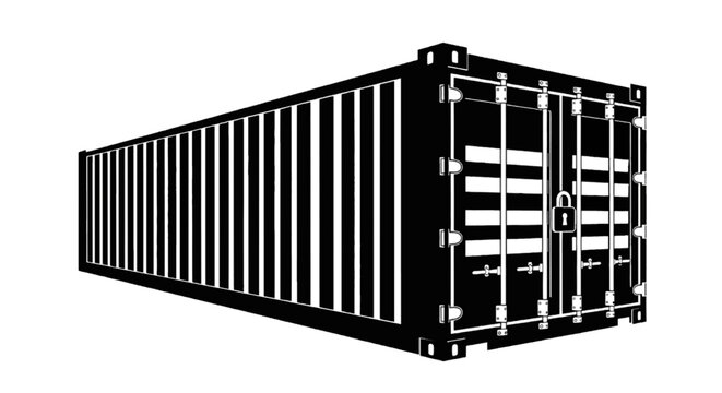 Vector illustration of shipping container icon, cargo freight box for logistics and transportation on a transparent background
