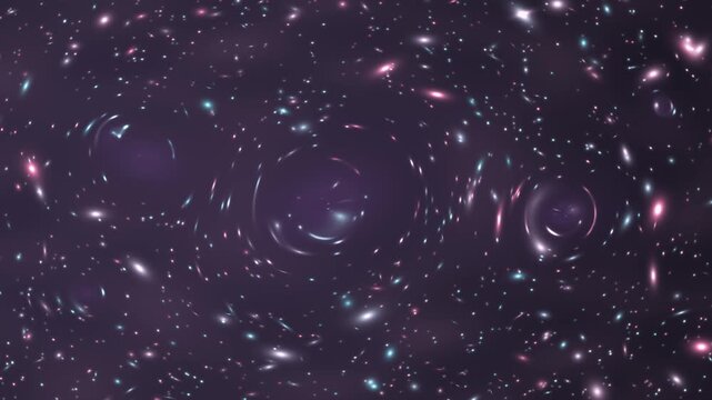 Gravitational Lensing: Invisible Dark Matter Warps A Deep Field Into Arcs And Einstein Rings, Seamless Loop in deep violet tones