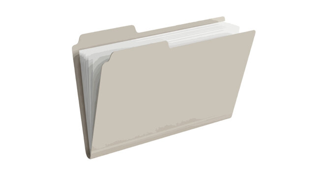 Vector illustration of manila file folder with papers on a transparent background