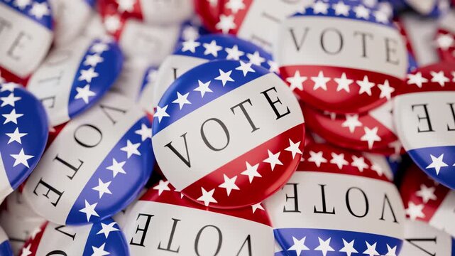 US Presidential Election Campaign Vote Buttons Pile