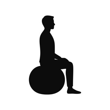 Man sitting on stability ball silhouette
