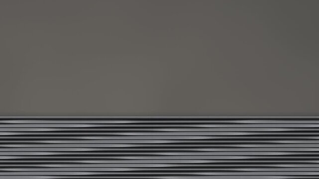 Minimal Aluminium Louvre Wall With Tilting Fins And Large Empty Copy Space Above, Seamless Loop Background in soft graphite tones