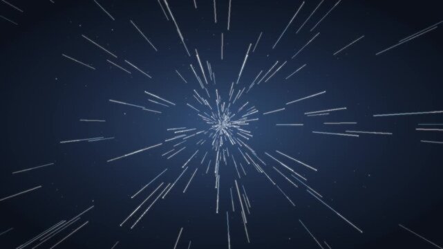 Warp speed hyperspace starfield flight seamless loop in vibrant cyan tones