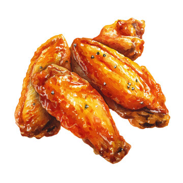 Buffalo Wings watercolor vector illustration, high-quality artwork isolated on a pure white background.