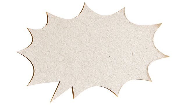 Textured Paper Speech Bubble in Starburst Shape with Rough Edges Isolated on White Background