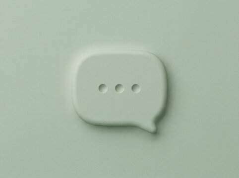 Minimalist frosted neumorphism chat bubble icon with three dots