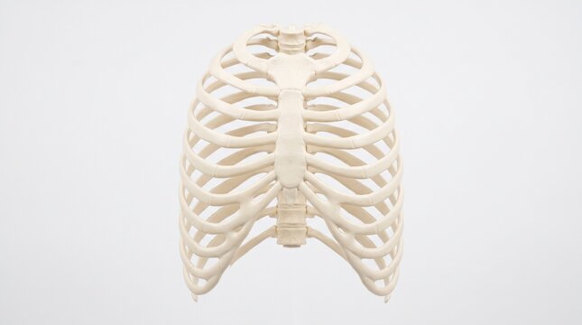 Anatomical Human Rib Cage Model Isolated on a White Background