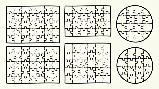 Blank jigsaw puzzletemplates featuring irregular hand cut style guideline outlines for custom game layouts puzzle jigsaw template blank game piece jigsaw puzzle outline cut irregular hand-cut