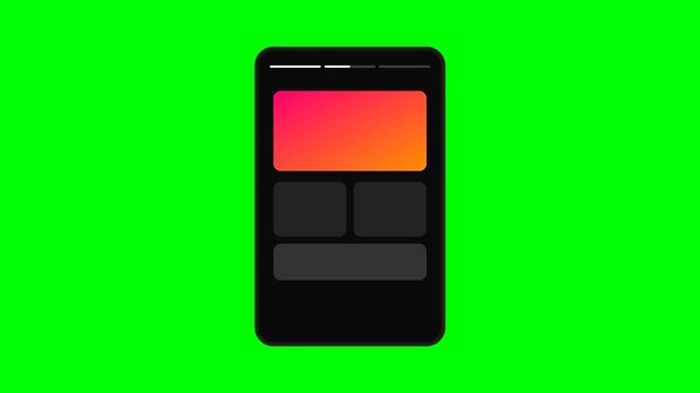 Mobile Smartphone Application Interface UI Animation with Profile and Get Started Button Green Screen