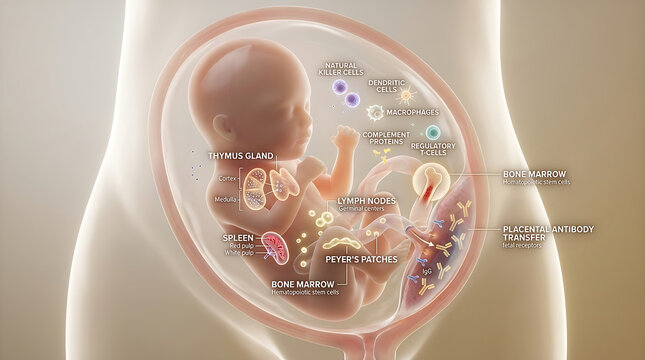 Transparent Functional Immune System and Maternal Antibody Transfer Within Amniotic Sac with Thymus at Week Twenty-Three
