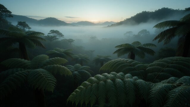 Low Horizon Misty rainforest Vista 