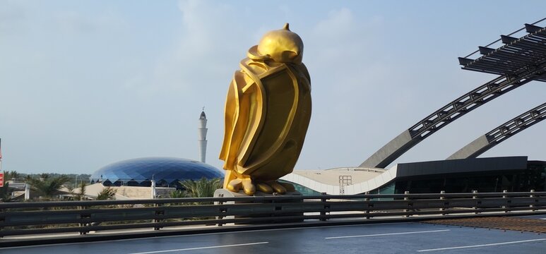 Golden Falcon Public Art Sculpture by Tom Claassen at Hamad International Airport Doha Qatar