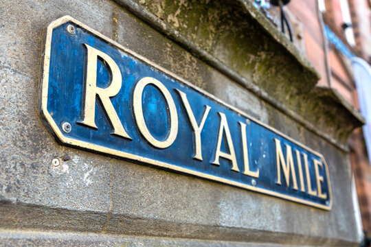 Royal Mile Street Sign in Edinburgh Old Town, Scotland, UK
