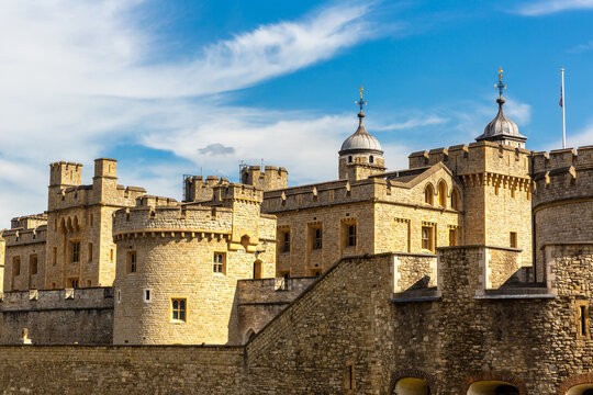 Historic medieval Tower of London castle in London, England, UK
