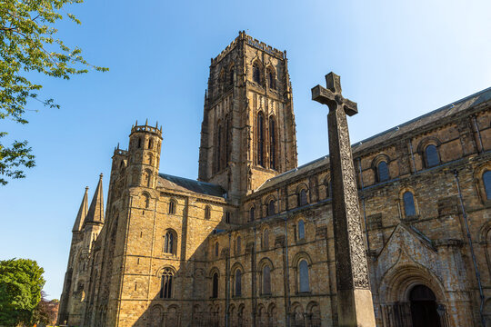 Durham Cathedral Twin Towers under Blue Sky in Durham, England, UK