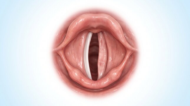 Unilateral Vocal Cord Paralysis Inside Human Larynx Medical Illustration