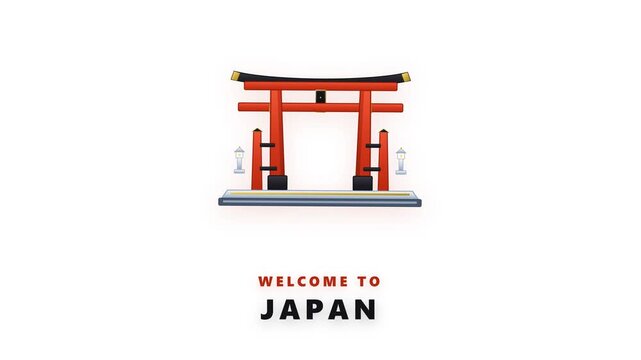 Minimalist Welcome to Japan Typography Animation with Traditional Wooden Torii Gate