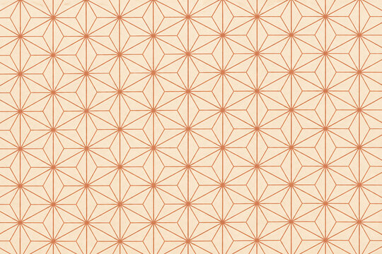 Terracotta Japanese Asanoha Geometric Pattern on Cream