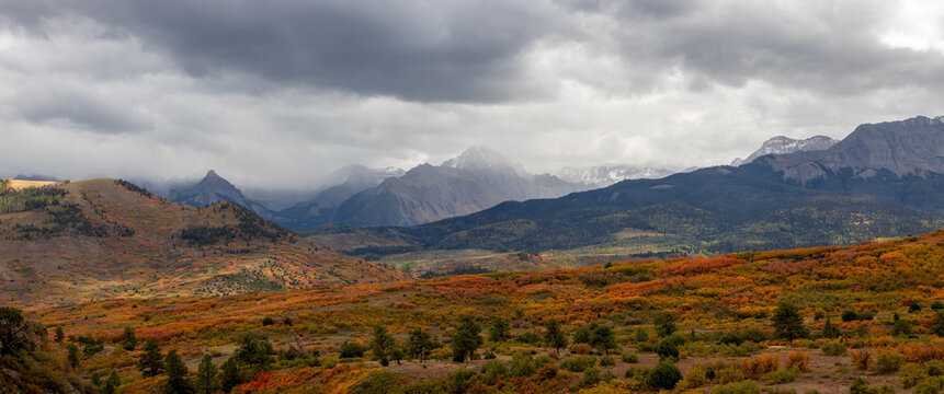 San Juan mountains panoramic view showing autumn colors