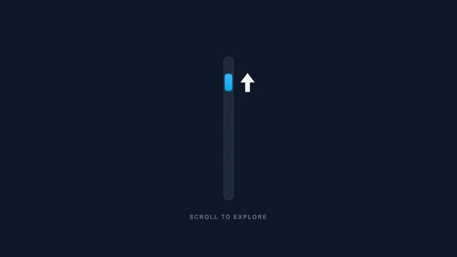 Scroll to Explore Vertical Progress Bar UI Element Animation on Dark Background for Web Design