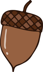 illustration of hand drawn simple brown acorn © Cheyney