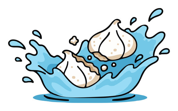 Meringue cookies splashing liquid vector illustratio.... Generative AI