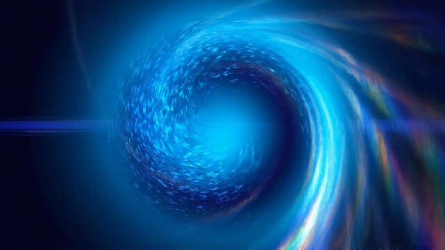 Dynamic particle systems forming complex digital structures inside a virtual space for science fiction film intros and high technology presentations