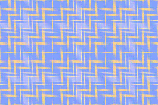 Traditional tartan plaid pattern with a textured woven appearance and blue and amber tones. The seamless fabric design creates a calm decorative background with a traditional textile feel.