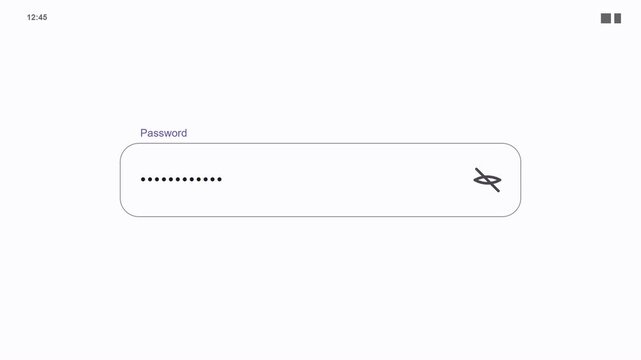 Password input field on digital user interface with show and hide visibility toggle icon