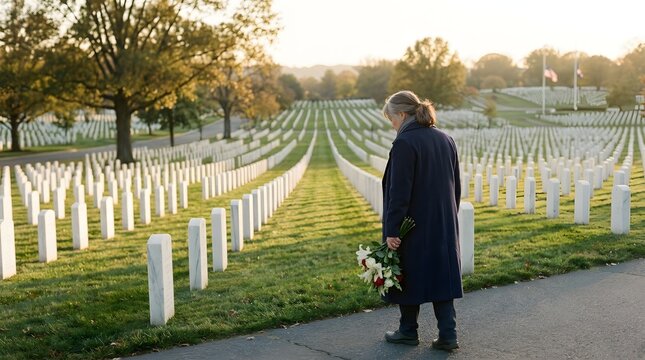 Elderly woman mourning at a military cemetery during Yom Kippur memorial