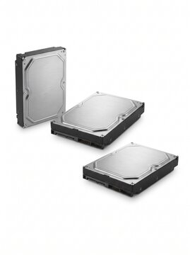 Three Hard Disk Drives on White Background