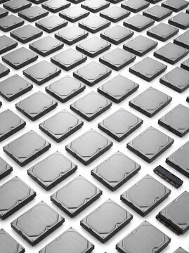 Many Hard Disk Drives in Geometric Pattern