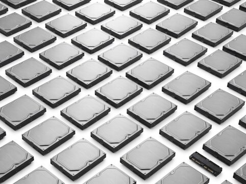 Many Hard Disk Drives in Geometric Pattern