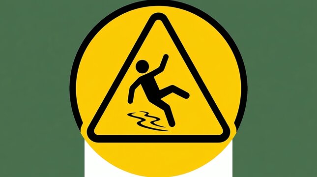 Caution Slippery Surface Symbol Close Up View Male Figure Tripping Slip Danger Hazard WarningGraphic sign caution warning hazard slip fall slippery yellow symbol icon danger attention safety