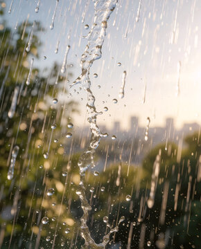 Raindrops Sparkling in Warm Sunlight