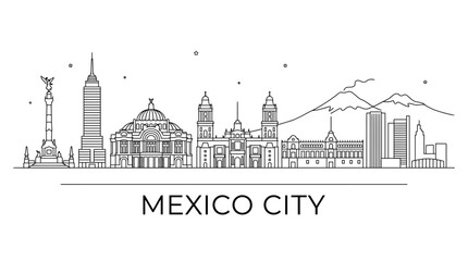 Obraz premium Mexico City skyline minimalist vector outline.