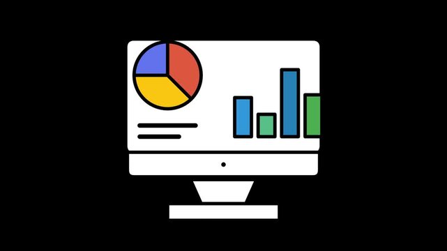 Computer Dashboard Analytics Outline Icon Animation