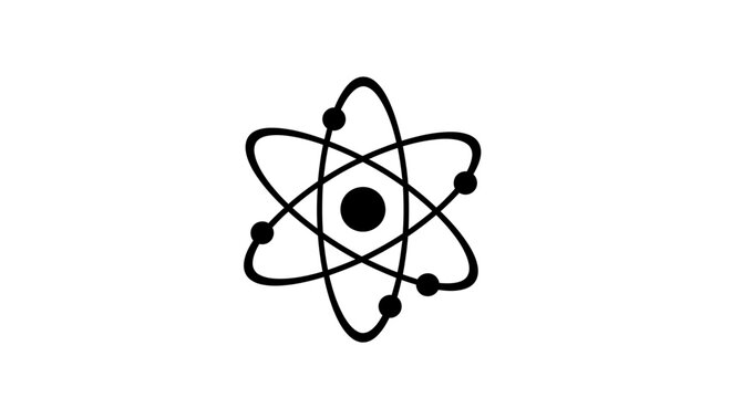 Illustration of an atomic model with orbiting electrons and nucleus.