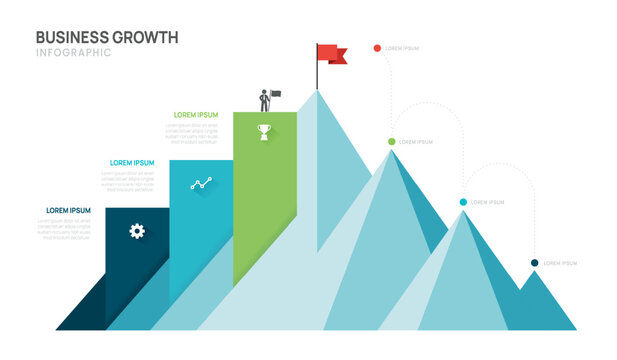 Mountain infographic success concept 3 step timeline process. Infographic Timeline Presentation Template for Business. Vector illustration.