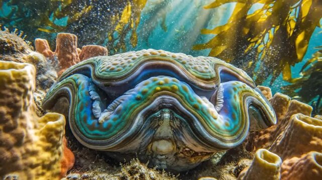 Giant Clam Underwater Coral Reef Marine Life.
