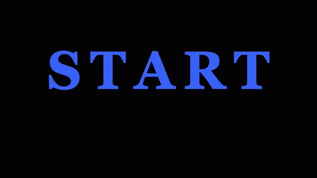 Animated Start Button with Glitch Effect in Blue and Yellow during Digital Transition
