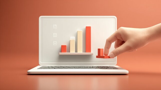 Hand adjusting bar graph on laptop screen