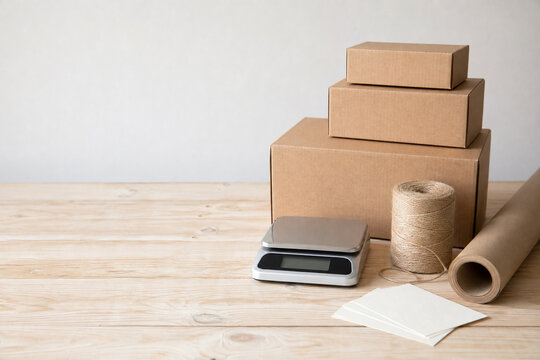 Small business ecommerce packing station with blank cards