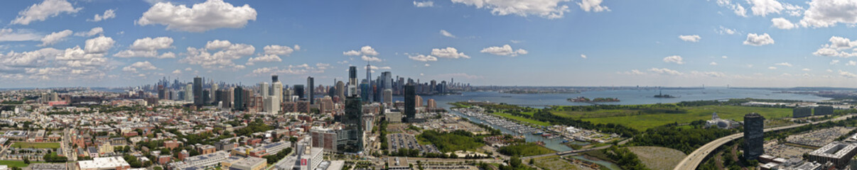 Fototapeta premium Aerial View of Jersey City Near the Hudson River