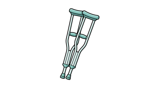 Metal medical crutches for walking support.